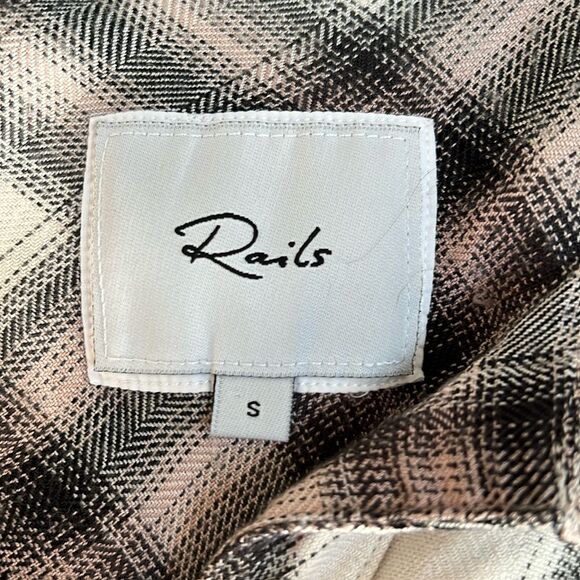 Rails Hunter Size Small Button-Down Ivory Coal Blush Plaid Long Sleeve Shirt - Picture 9 of 12